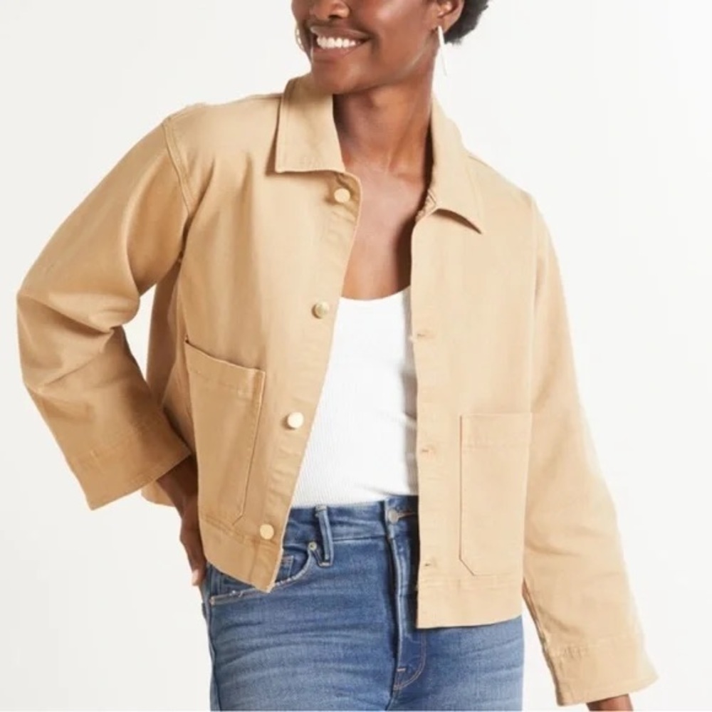 DL1961 Tan Utility Jacket with Collared Neckline